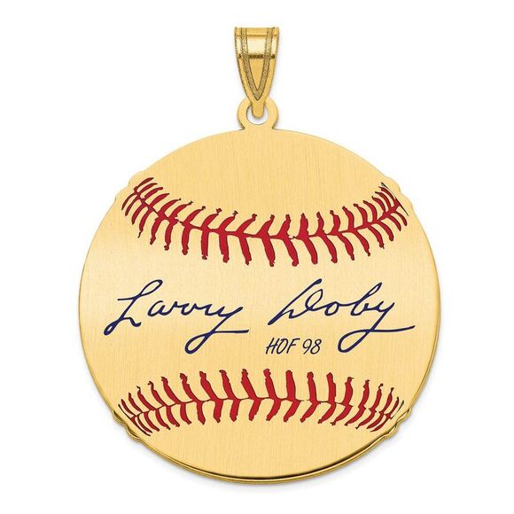 14K Gold Plated Larry Doby Signature LG Enamel Baseball Pendant